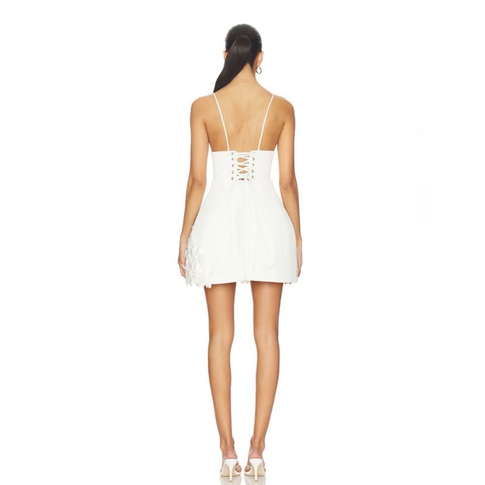 New BRONX BANCO Emma White Floral Appliqué Strap Mini Wedding Dress - Picture 3 of 15